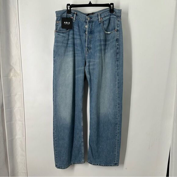AbEL Denim - Brand New! ABLE NWT Size 32 The Whitney Light Blue The Boyfriend Buttonfly Jeans